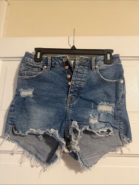 We The Free Distressed Denim Shorts - Blue